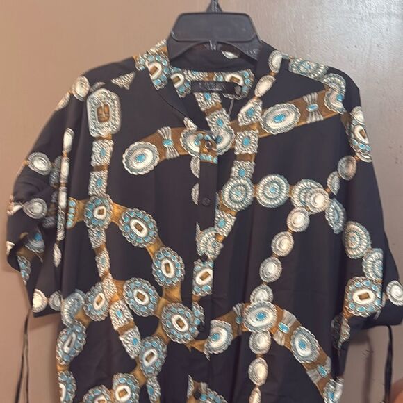 Lauren Ralph Lauren Plus-Size Belt-Print Crepe Shirtdress - Picture 5 of 7